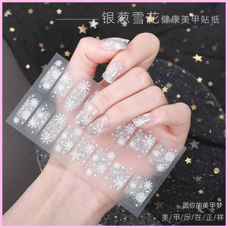 

16 Stick Snowflake Nail Material Supplies Europe and The United States Pink Flower Nail Stickers Press on Nail Stickers Designer