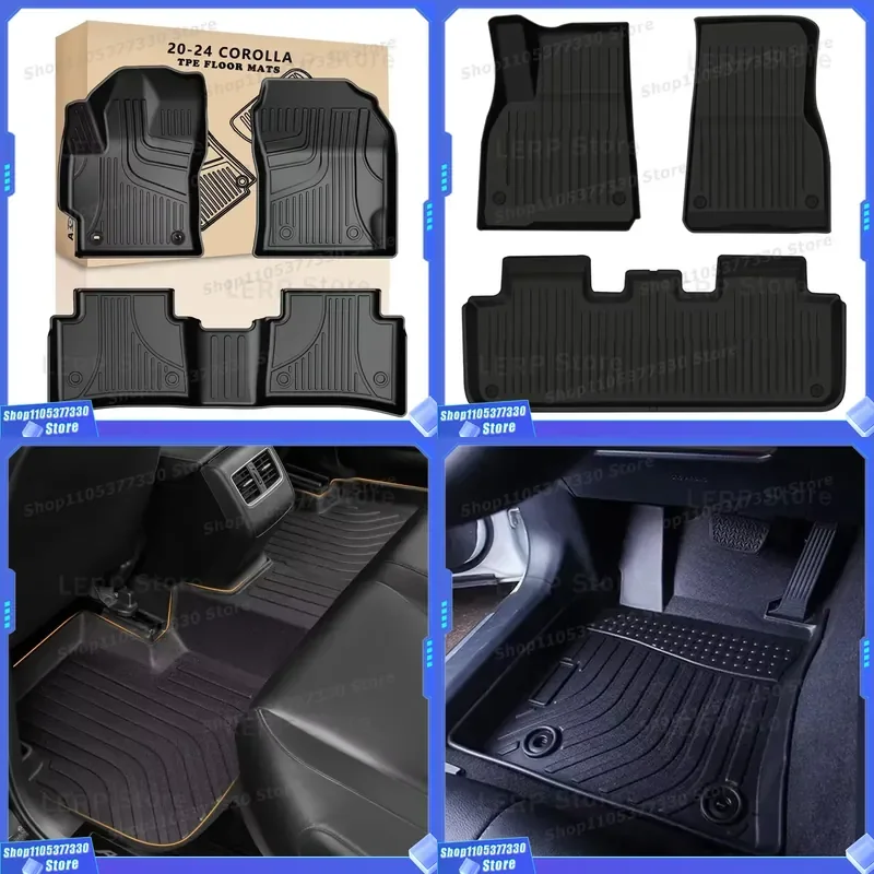 Durable TPE Car Floor Mats All Weather Non Slip Front Rear Auto Interior Accessories Heavy Duty Rubber Foot Pads for Vehicle