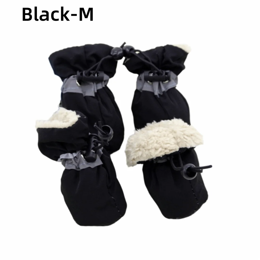 

4Pcs Anti-Scratch Pet Dog Shoes with Reflective Trim Wear-Resistant Antiskid Puppy Shoes Strong Grip Does Not Fall Off