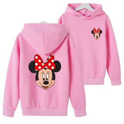 Mickey Mouse Hoodies Disney Minnie mouse Girls boy Kids Pink Sweatshirt Clothes Tops Children Spring Autumn Pullover Clothing