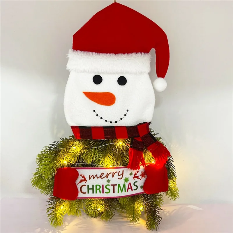 A59E-إكليل عيد الميلاد مع الضوء كما هو موضح زينة جدار الباب الأمامي البلاستيكية مضاءة إكليل باب عيد الميلاد