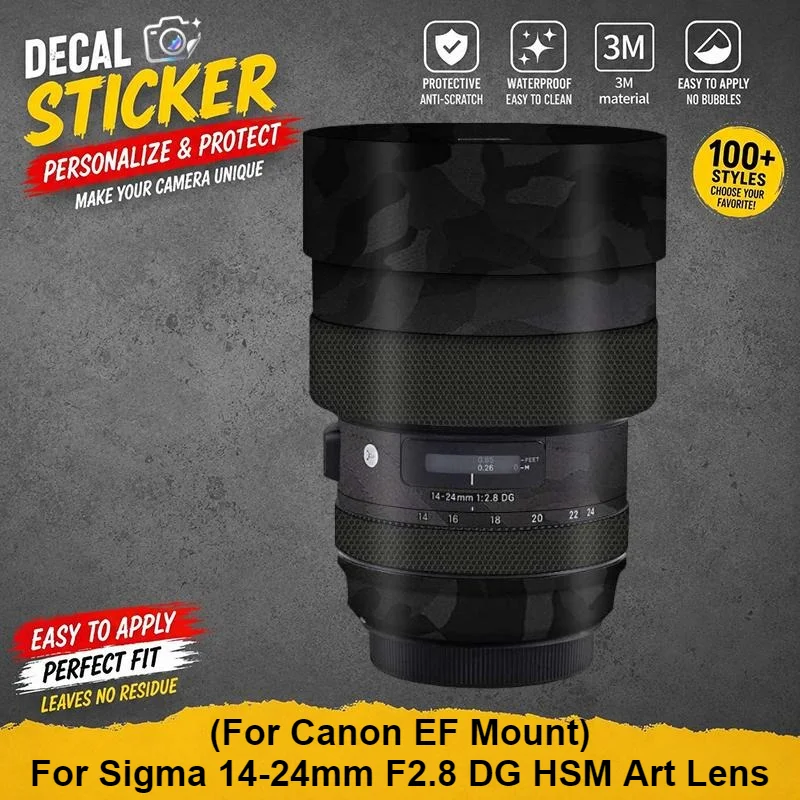 For Sigma 14-24mm F2.8 DG HSM Art Lens For Canon EF Mount Sticker Vinyl Protective Wrap Anti-Scratch Premium Personalized Decal