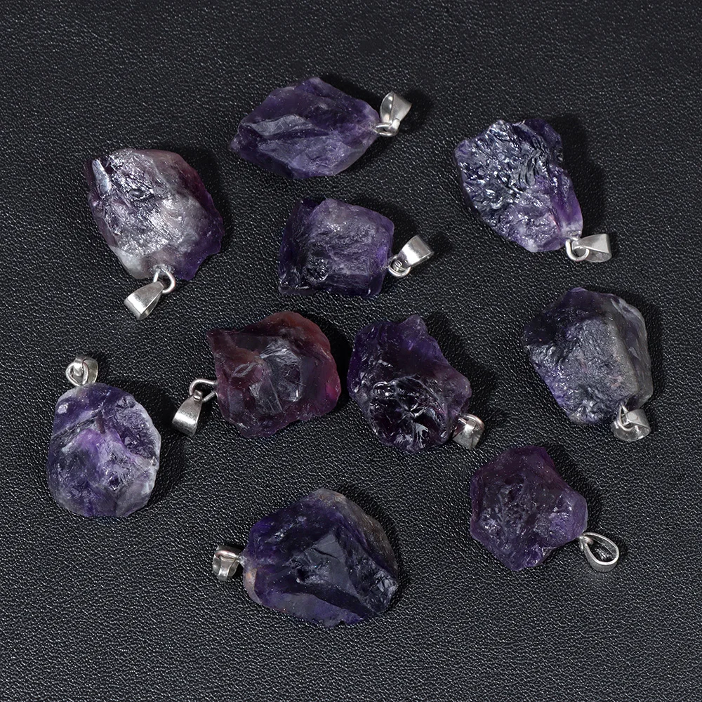 2PCS High Quality Raw Stone Pendant Rough Original Crystal Energy Healing Chakra Pendants For Diy Jewelry Making Necklace