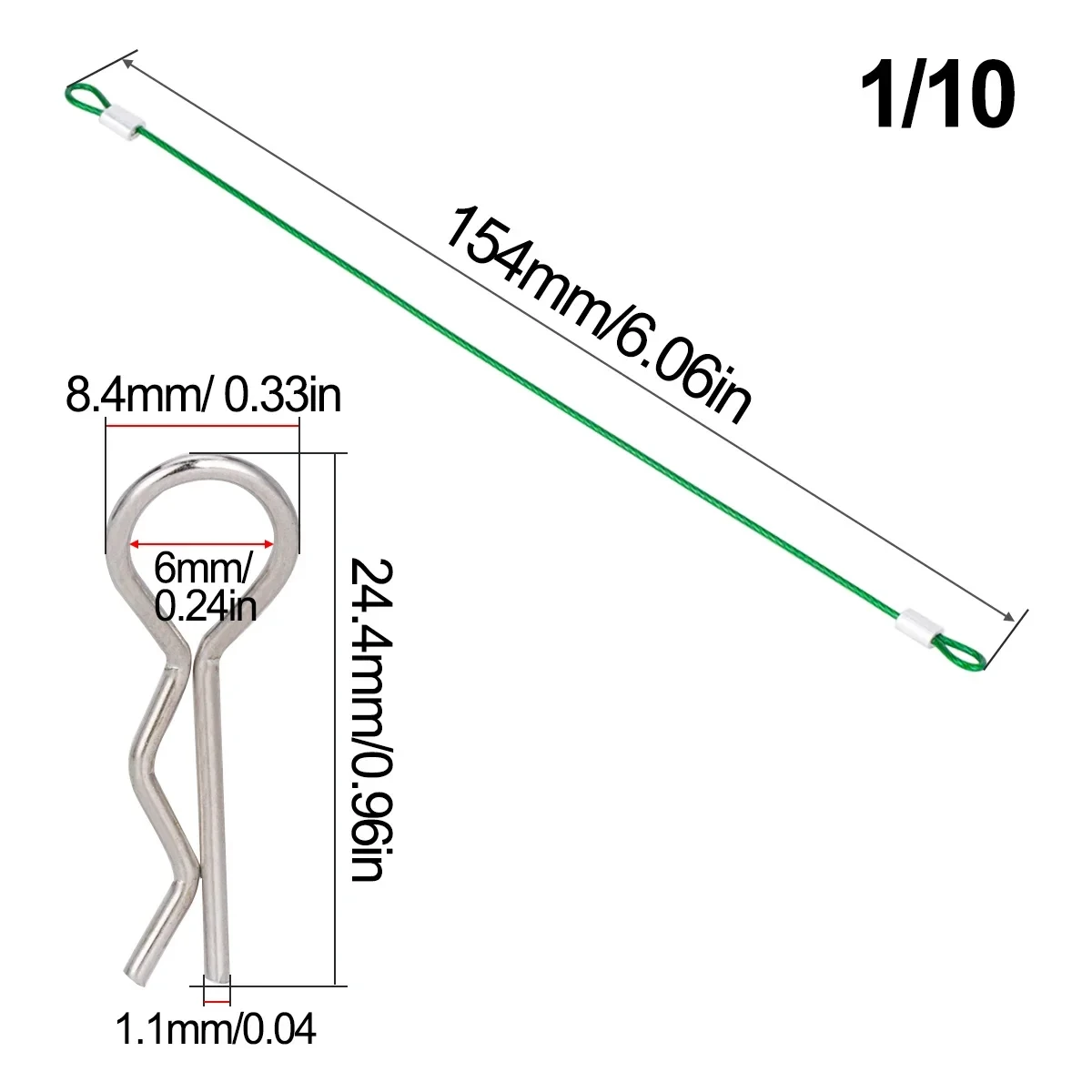 8Pcs RC Body Clips R-Pins with Anti-Lost Colorful Ropes for 1/8 1/10 RC Crawler Off-Road On-Road Traxxas Axial Arrma HSP Redcat