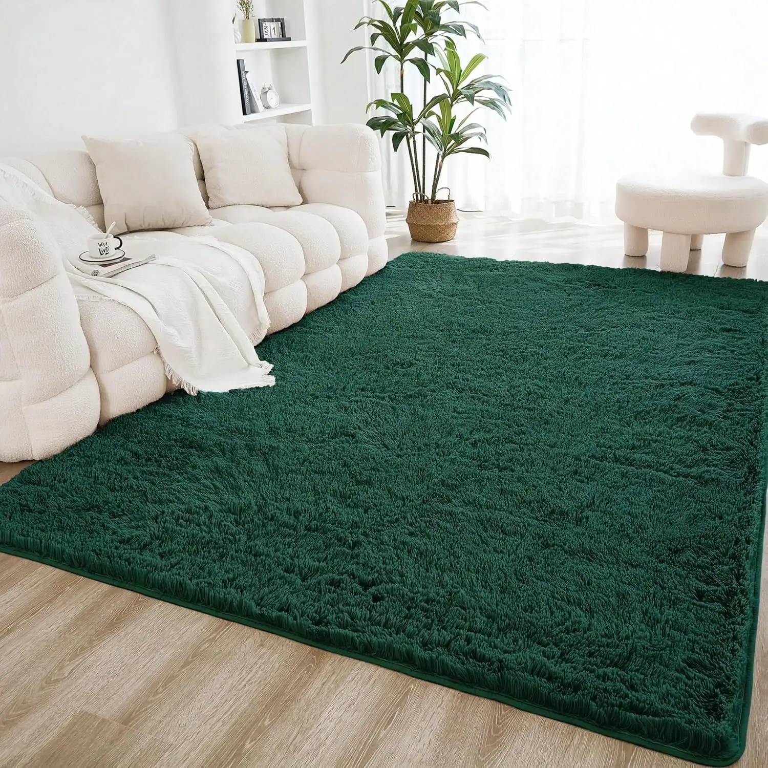 

6x9 Shag Area Rug For Living Room Bedroom, Tie-Dyed Beige High Pile Soft Plush Shaggy Furry Cream Bedside Playroom Dorm Carpet, Non-Slip, Non-Shedding Modern Indoor Floor Rug