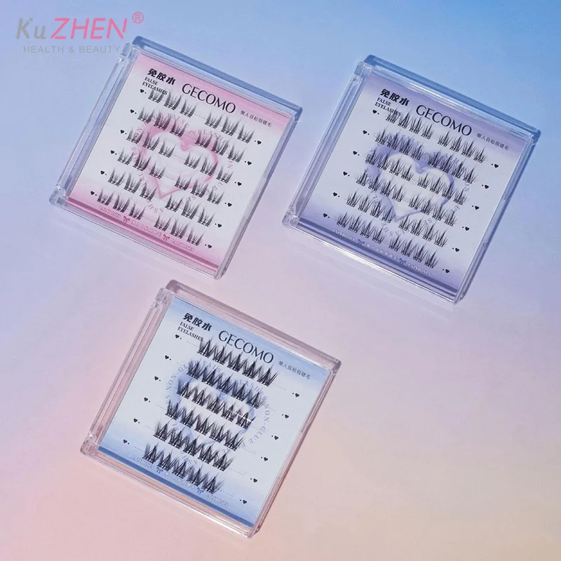 1箱 DIY 粘着剤不要つけまつげ ウィングド ふわふわ ナチュラル 厚め マンガ目 再利用可能 目を大きく見せるまつげ 簡単装着