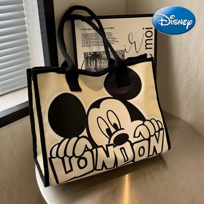 

Kawaii Disney Mickey Cartoon Canvas Shoulder Bags Cute Anime Y2K Fashion Large Capacity Tote Handbag Birthday Gifts Women Girls