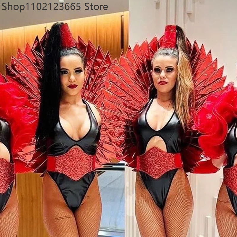 Silver Dancewear Nightclub Women Singer Dance Performance Stage Wear Black Model Catwalk Show Prop Costume Show Red Props 2026