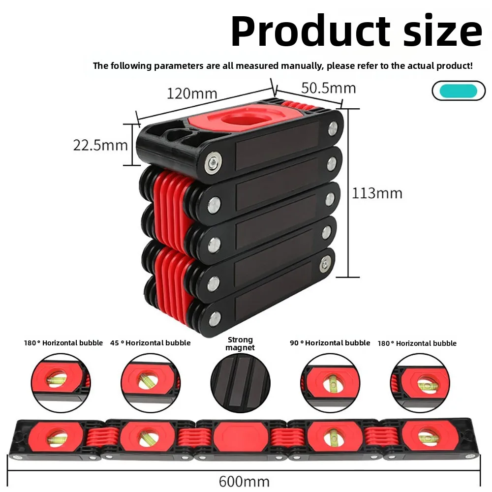 High-Precision Magnetic Folding Level Ruler Multi-Angle Measuring Tool for Home Renovation & Woodworking Corner Layout
