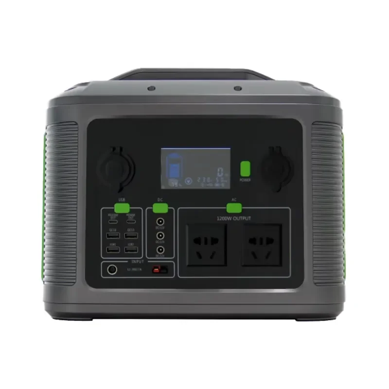 Portable Power Bank Station 1200W Portable Power Station 220V/110V Lithium-Ion Solar Generator MPPT Flashlight for Outdoor