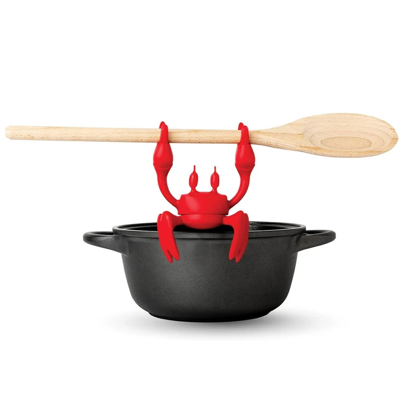 LMETJMA Crab Silicone Utensil Rest Silicone Spoon Rest Holder Steam Releaser For Stove Top Heat-Resistant Spoon Holder JT402