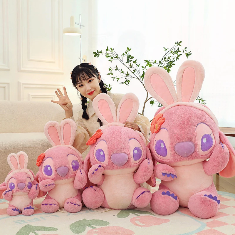 

Cute Disney Kawaii Rabbit Stitch Plush Toy Stuffed Doll Cartoon Bunny Ear for Kids Birthday Gift Soft Toys Children Present