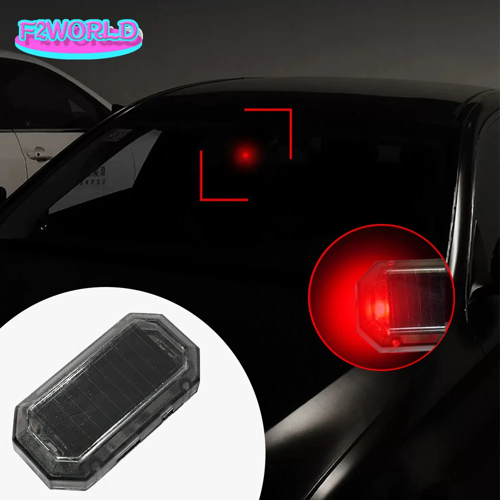 4PCS Car Fake Security Light Solar Powered Simulated Dummy Alarm Wireless Warning Anti-Theft Caution Lamp LED Flashing Lights