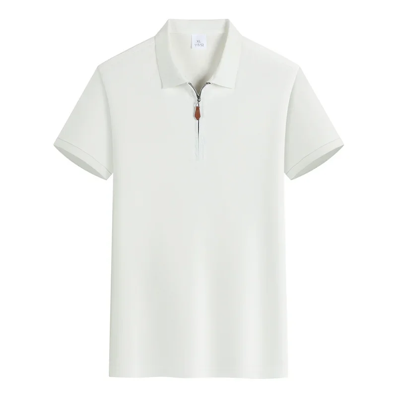 2026 Summer Men's Quarter Zip Short Sleeve Casual Polo Shirts Collared T-Shirt Lightweight Streetwear Solid Color Lapel Tops