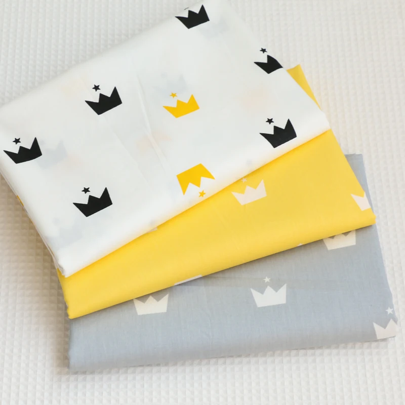 Crown Prints Twill Cotton Fabric Patchwork Cloth Material Suede Fabric Other Fabric Plain 100% Cotton Piece Warp Woven 50*160cm