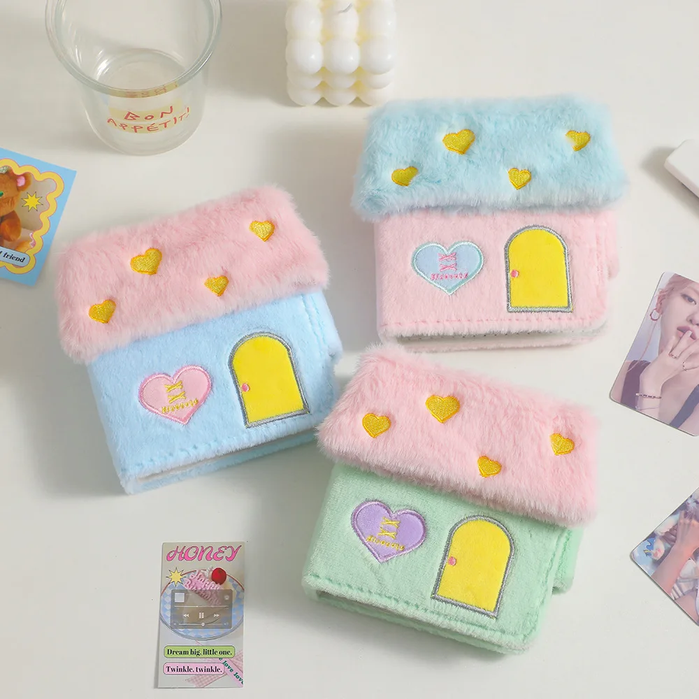 Cute Plush House A8 Single-Pocket Album, Loose Leaf Instant Photo Binder, 1-Inch & 2-Inch ID Photo Storage for Students