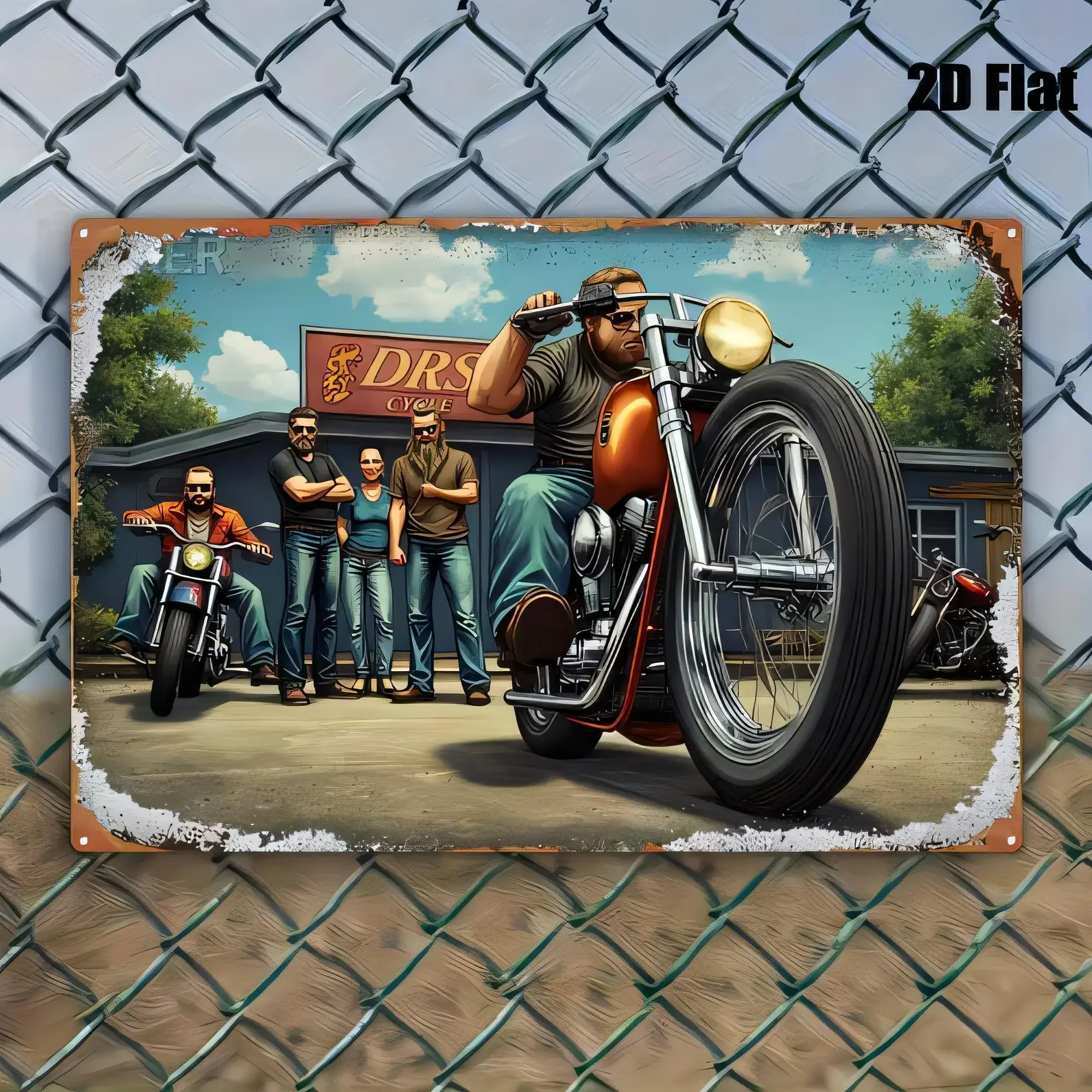 Tin Sign Vintage Motorcycle Garage Wall Art Metal Sign Biker Men Retro Rust Effect 3D Style Tin Sign for Home Bar Pub Man Cav