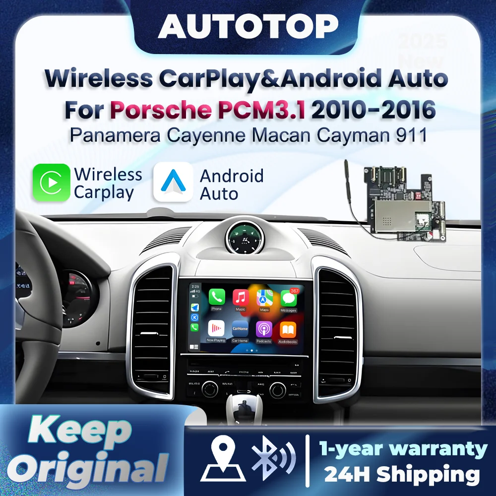 CarPlay sans fil Android Auto pour Porsche Panamera Cayenne Macan Cayman 911 918 PCM 3.1 2010-2016, prise en charge du Mirror Link, AirPlay, caméra Bluetooth