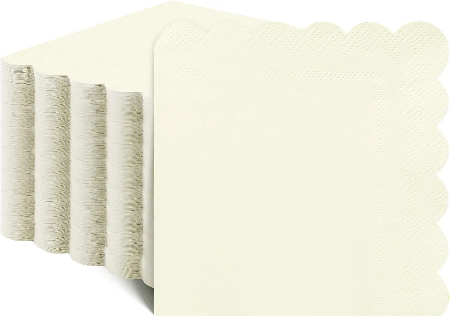 

120 одноразовых салфеток цвета слоновой кости, бежевые салфетки с фестончатым краем для десертов и напитков, для детского праздника, свадьбы, дня рождения