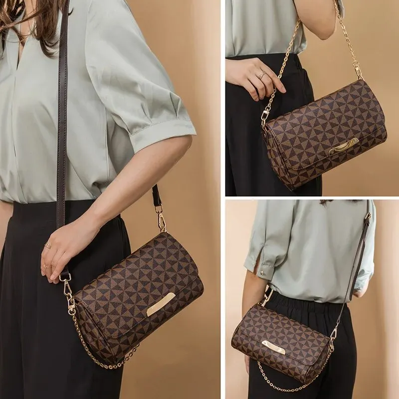 Luxury Women Crossbody Bag PU Leather Flap Shoulder Bag With Chain Windmill Pattern Perfect Sling Purse Bag For Daily Use