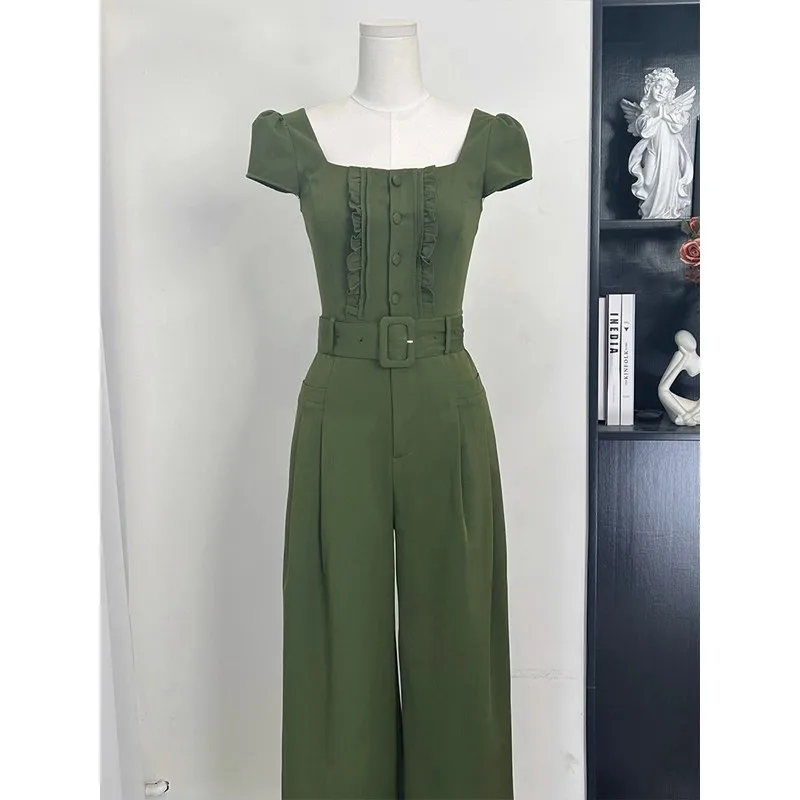 سروال أرجواني قطعة واحدة للنساء لصيف 2025 سروال تنحيف الخصر عالي الجودة مربع Ne Faionable