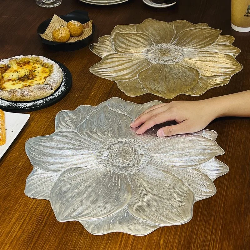 

Creative Gold Plated Home Coasters PVC Anti Slip Waterproof Meal Mat Placemat Nordic Style Dinning Table Decorative Mat