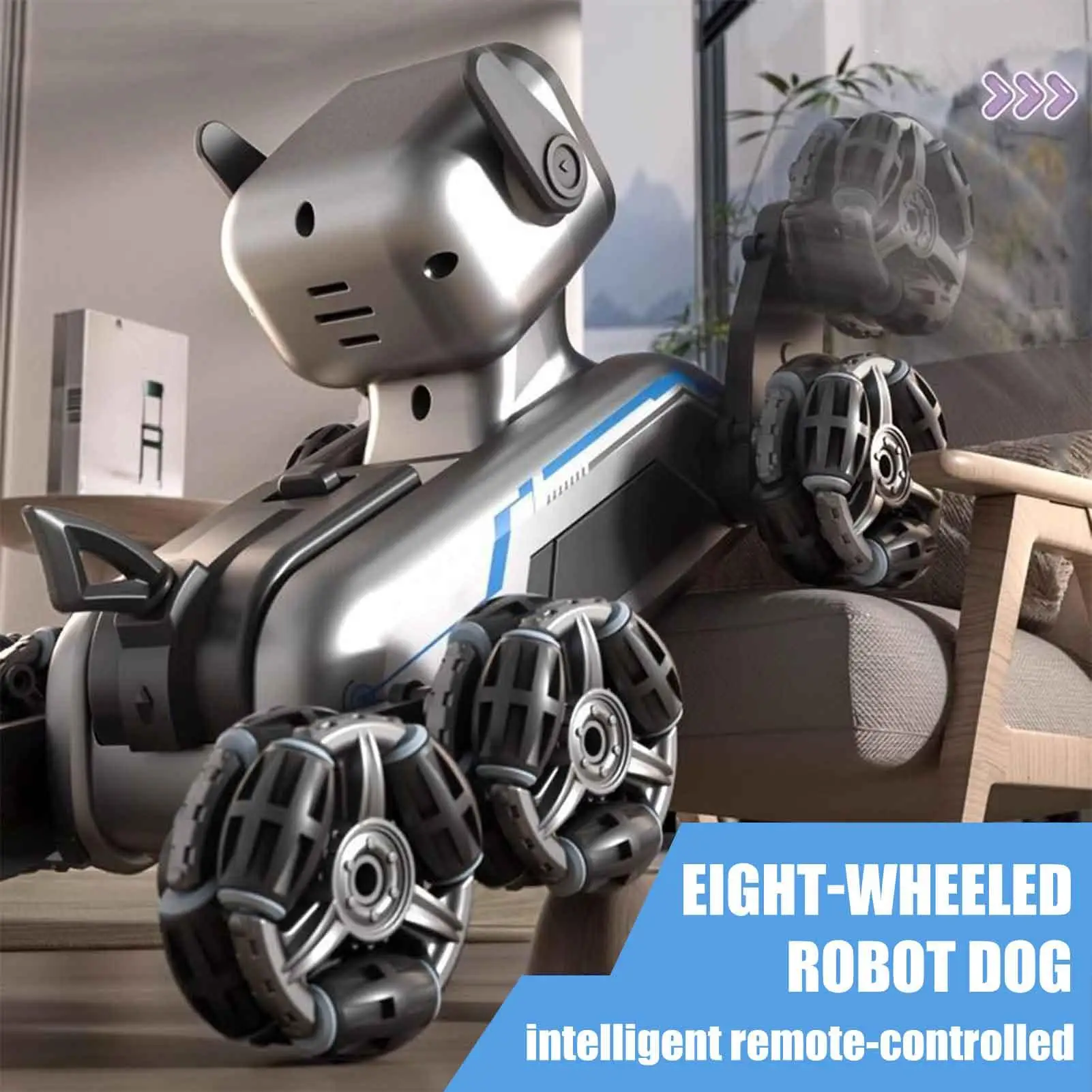 

Electric Pet Dogs Toy Eight-wheeled Stunts Car Mechanical Dog Gesture Induction Can Walk And Sing Intelligent Machine Puppy