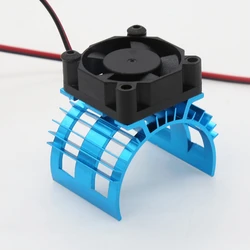 Parti blu RC copertura del dissipatore di calore del motore brushless dell'automobile elettrica + ventola di raffreddamento per 1:10 HSP RC Car 540 550 3650 dimensioni dissipatore di calore del motore