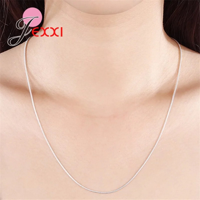 Promotion Sale Real Pure 925 Sterling Silver Necklace Chain with Lobster Clasps Men Women Collar 1.2MM/3MM/4MM 16-30 Inch