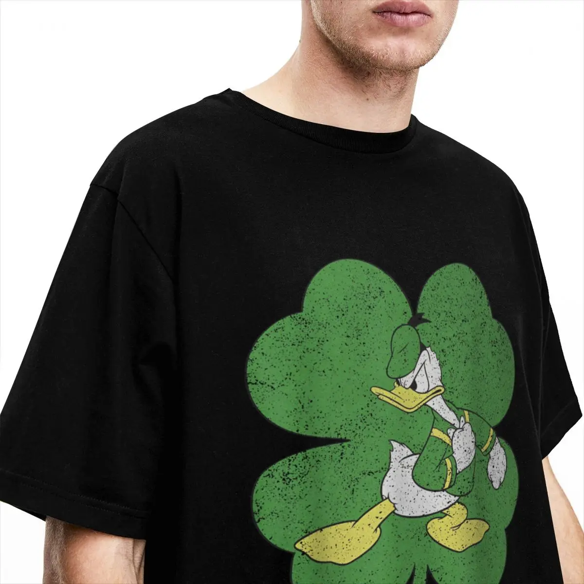 Camisetas Retro de Mickey Mouse para hombre, camisetas del Día de San Patricio, camisetas de algodón, camiseta de manga corta con cuello redondo, camiseta informal de ocio