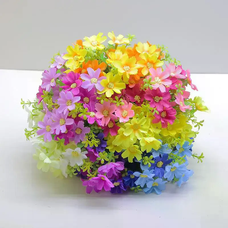 1Pcs Home Room Wedding Garden Decor Fake Flower 28 Heads Red Artificial Flower UV-resistant False Silk Flower Bouquet