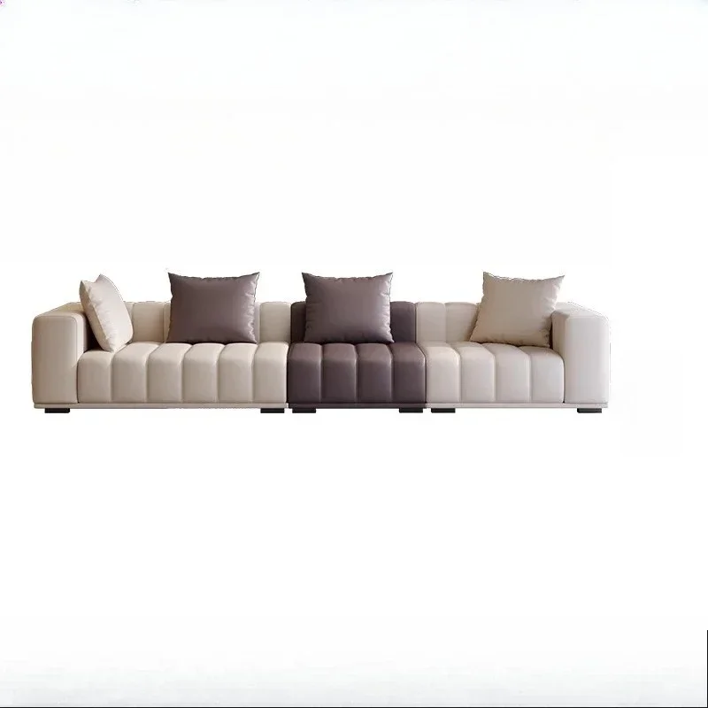 Piano key sofa Italian minimalist light luxury cat scratching leather large apartment villa large flat corner leather sofa