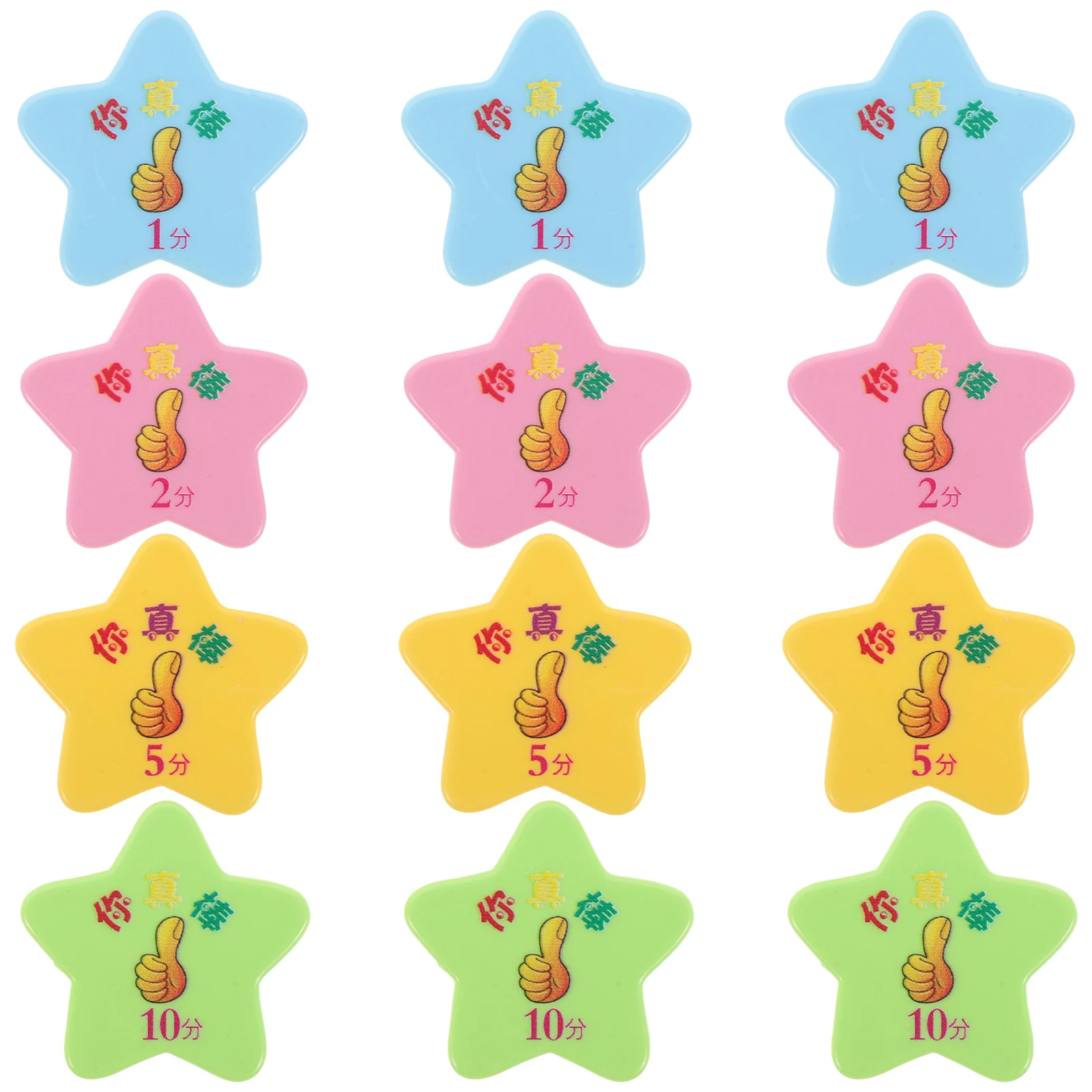 

40pcs Reward Points Props Colorful Tokens Kids Behavior Plastic Classroom Pupils Star Shaped School Event Party Reward Token