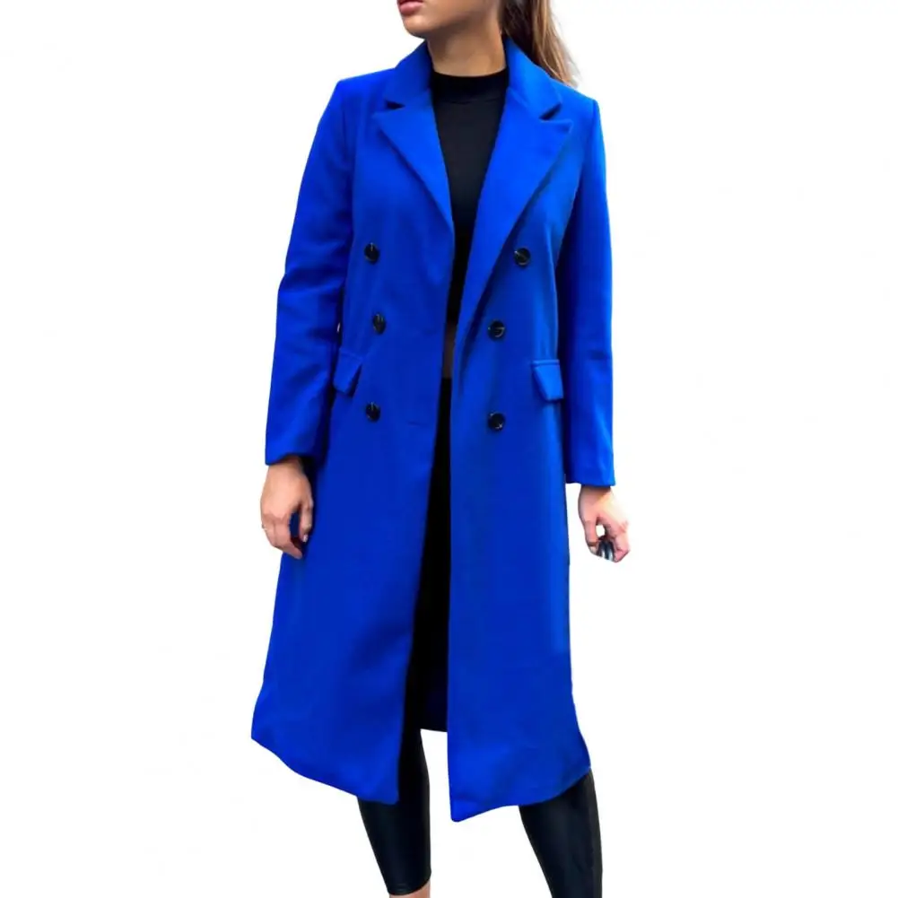 Manteau d'hiver pour femmes, épais, couleur unie, poches, élégant, Double boutonnage, garde au chaud, Cardigan décontracté, pardessus d'hiver pour le Shopping