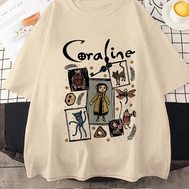 90s Coraline Doll Dreams Y2k Tee Shirt Men Women Vintage Tshirt Horror Movie T-shirt Halloween Graphic Tops Streetwear Clothes