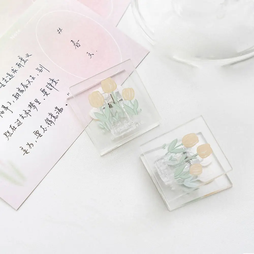 Binder Clips Cute Flowers Index Clamp Student Stationery School Supplies Documents Clip Square Clip Securing Clip Memo Clip