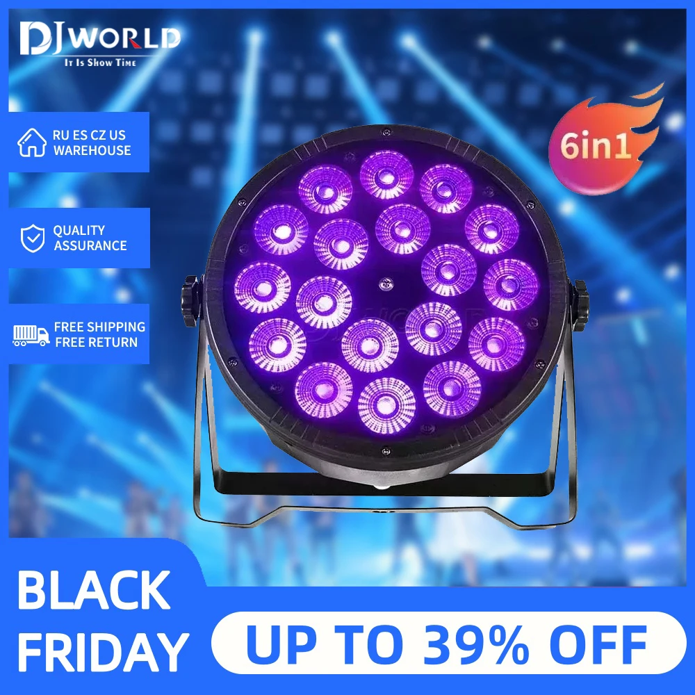 18x12w/18x18w Stage Lights LED Par RGBWA UV 6in1 Flat Plastic 4in1 RGBW Par Lights Professional DMX Control for DJ Disco Party