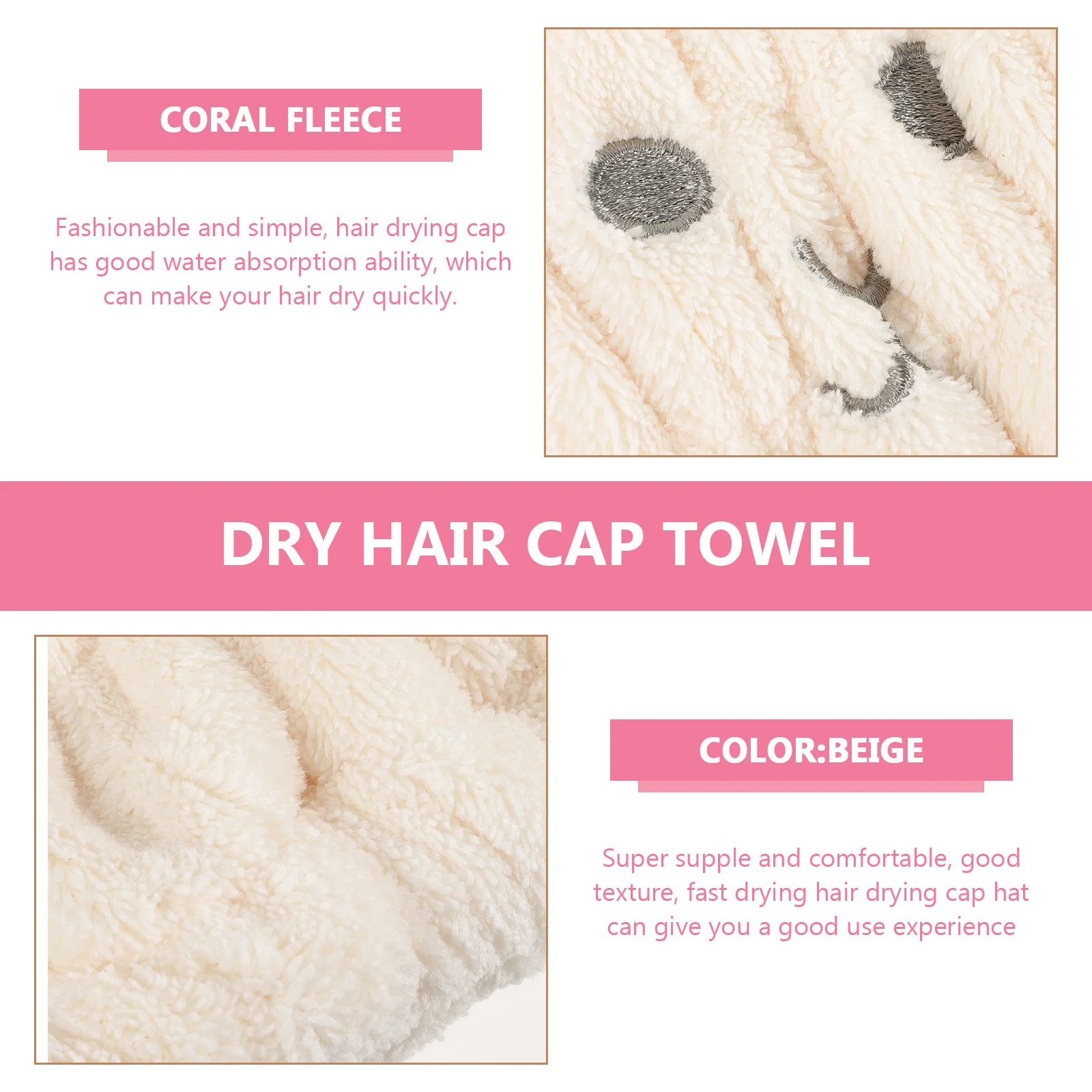 

Hair Drying Hat Fast Drying Absorbent Cap Comfortable Head Towel for Women Girls Travel Dry Hair Cap Comfortable Head Towel