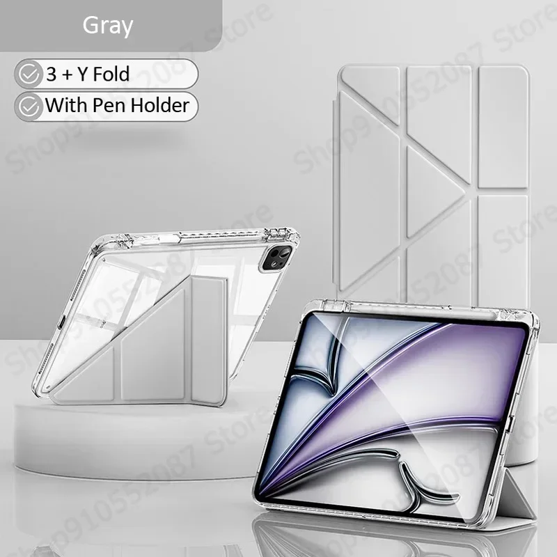 

For iPad Mini 7 Case with Pen Holder Smart Folio Acrylic Hard Back Stand Cover For Funda iPad Mini 7 Mini 6 7th Gen Case 8.3"
