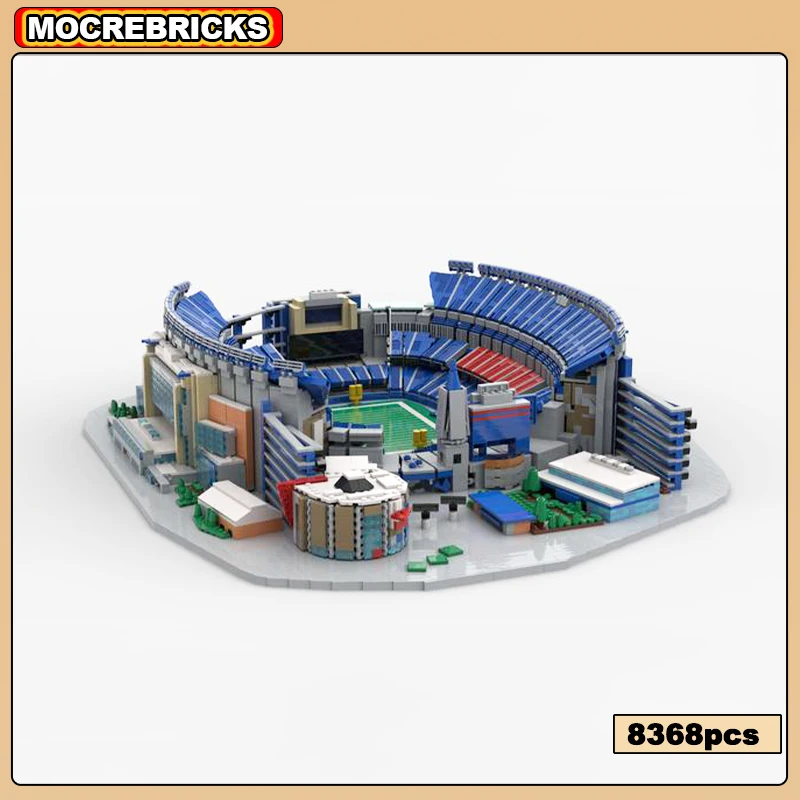 MOC- 143383   Famosa arquitectura Modular vista a la calle Estadio de fútbol de Nueva Inglaterra bloques de construcción modelo de ensamblaje juguetes de ladrillo regalos