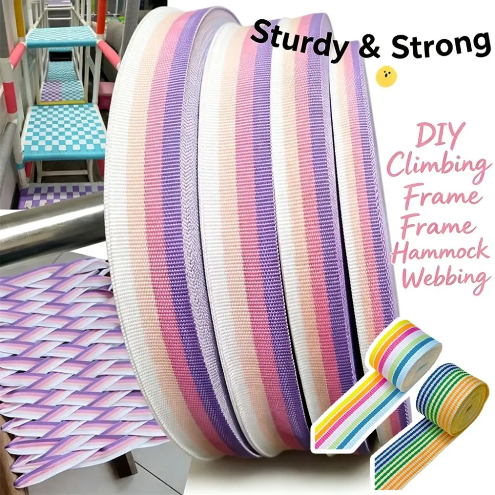 Thick Rainbow Webbing Colorful Heavy-duty Rainbow Webbing Strap 45m 2.5 cm/3.2cm DIY Toddler Playground Accessories
