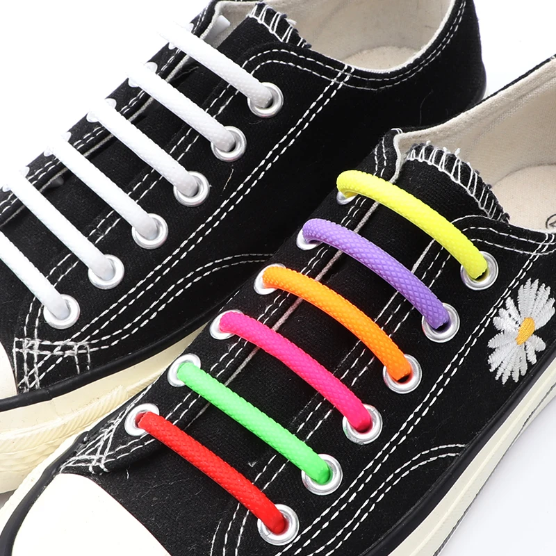 16 Pcs Silicone Semicircle Shoelaces Without Ties Elastic Laces Sneakers Men Women Colorful Casual Shoes Laces Lazy Accessories