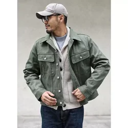 Sauce Zhan 540XX Mens Cusual Jacket Vulcanized green Selvedge Sanforized  Denim Jacket 14 Oz Loose Fit
