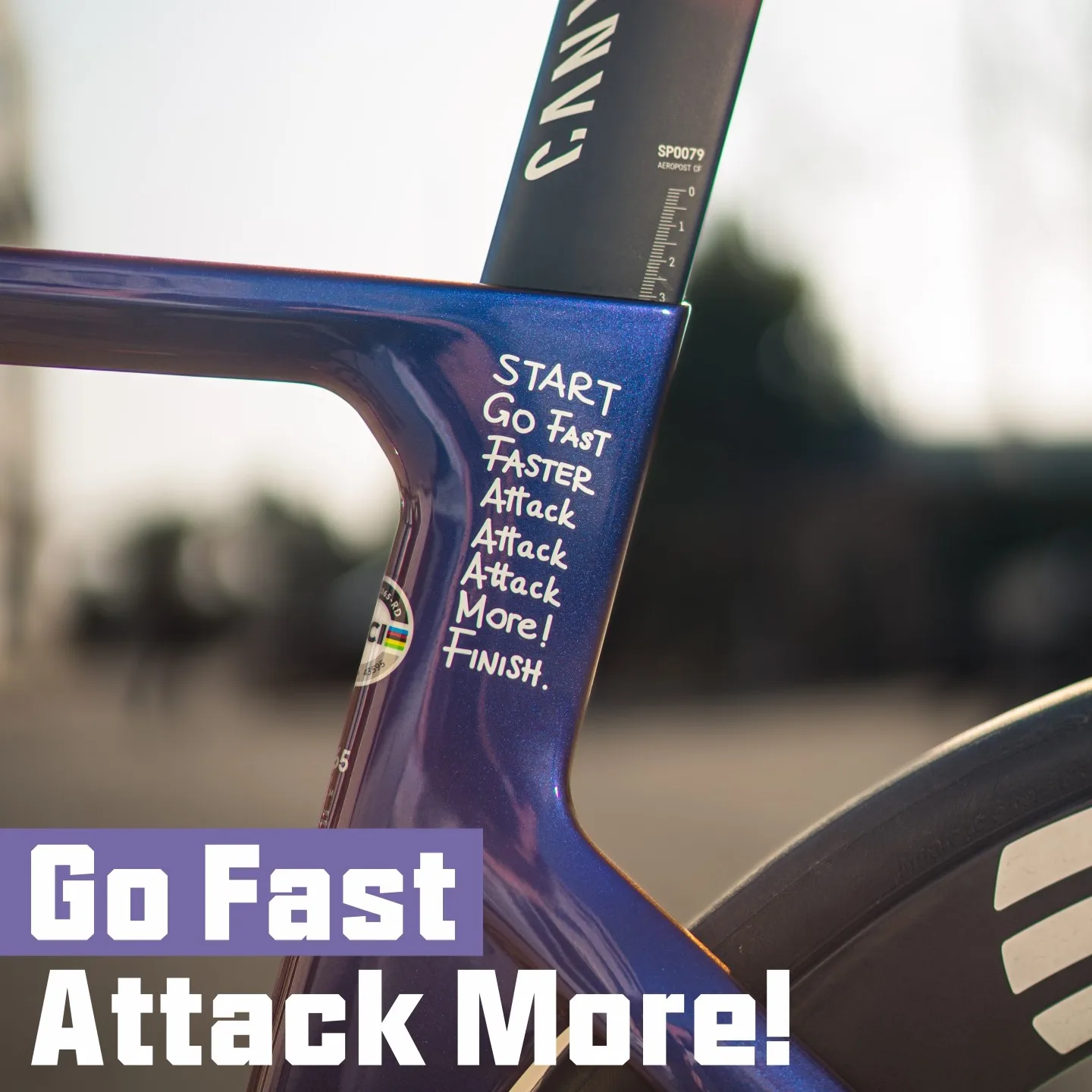 “Go Fast,Attack More”Bicycle Stickers for Bicycle Frame Top Tube DIY Incentive Waterproof Cycling Sticker MTB Road Bikes Decals