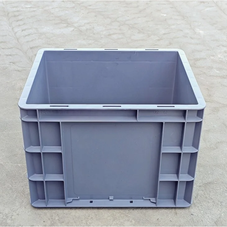 Grey Plastic Relay Box 400*300*260mm 22L Capacity Storage Box for Warehouse And Factory Use Lightweight Durable PP Material
