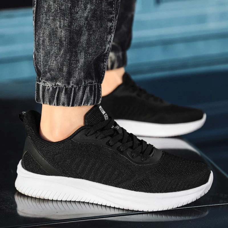 Summer New Men Running Shoes Mesh Sport Shoes Lace-up Lightweight Comfortable Breathable Walking Shoes Men Sneakers Plus Size 48