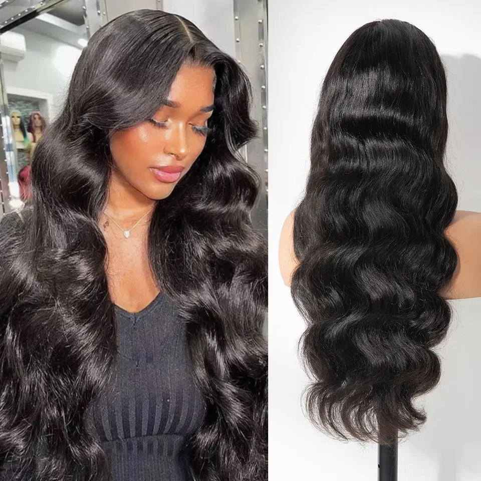 Promotion en usine 30 % de réduction Perruque frontale en dentelle 13×4 de haute qualité 24 26 pouces waves HD Body Wave fermeture droite Remy couleur naturelle alignée sur les cuticules cheveux vierges brésiliens 100 % humains pour femmes noires