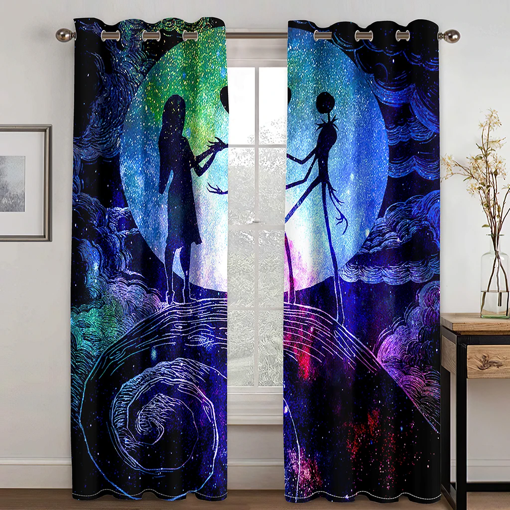 3D Cheap Gothic Wind Nightmare Before Christmas Zombie Bride Curtains 2PCS Children\'s Bedroom Living Room Study Decor Curtains