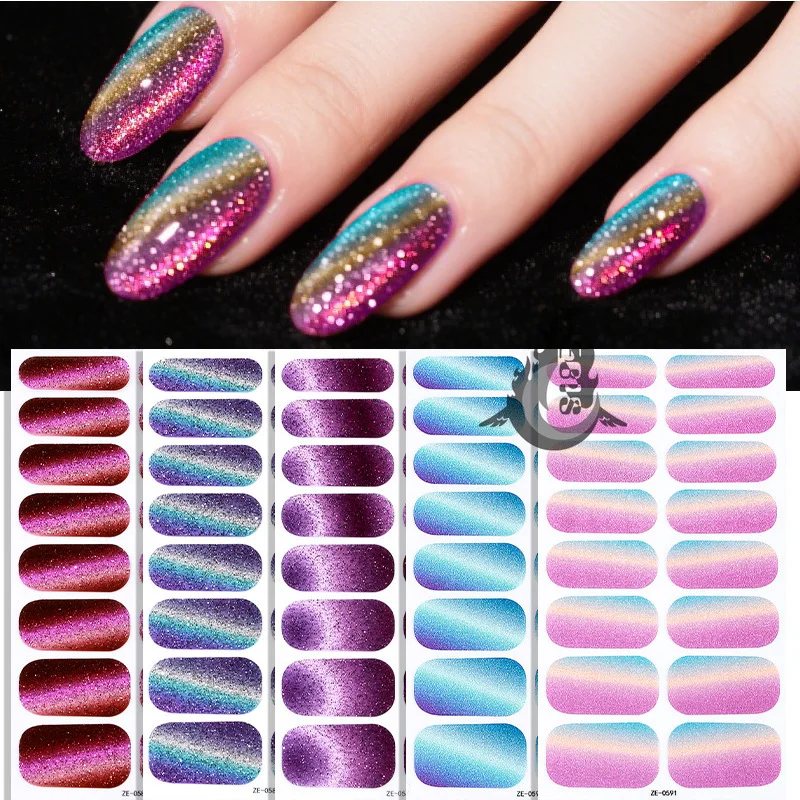 

MEBlS 16 Tips Nail Art Stickers Easter Festival Holiday Party Nail Stickers Pedicure Films for Manicure Japanese Nail Parts