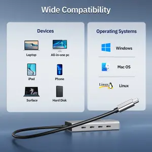 Minisopuru USB Hub 10Gbps USB Tipo C 3.2 Gen 2 Hub con carga PD de 100W 【No admitir Video】 8 mejores ventas USB Hub 3.2 - №3